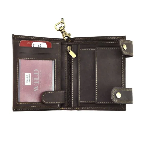 Always Wild 2901-BIC portfel męski skórzany nubuk z łańcuchem przód / Always Wild 2901-BIC men’s nubuck leather wallet with chain front view
